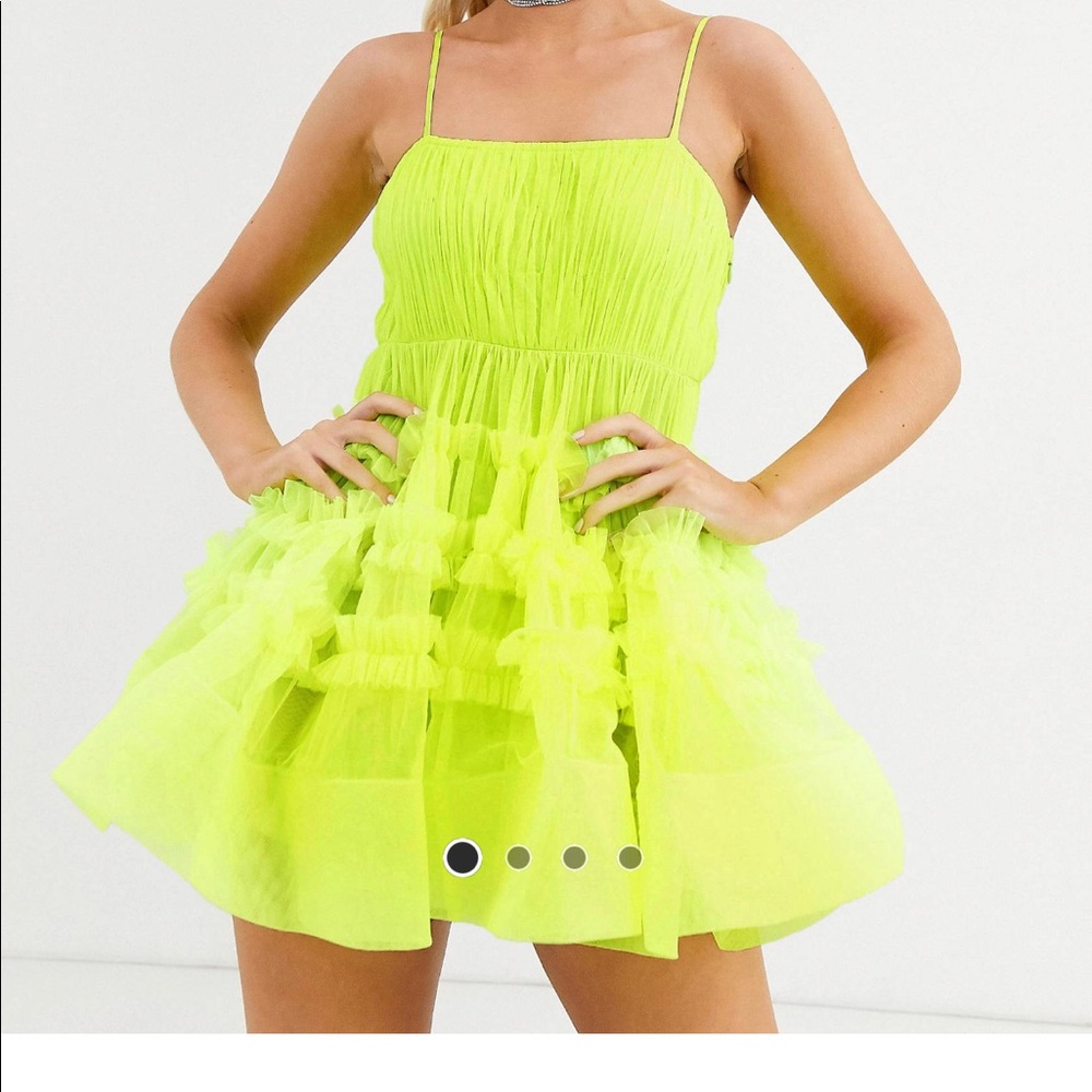 Asos lime tulle mini dress with bodysuit